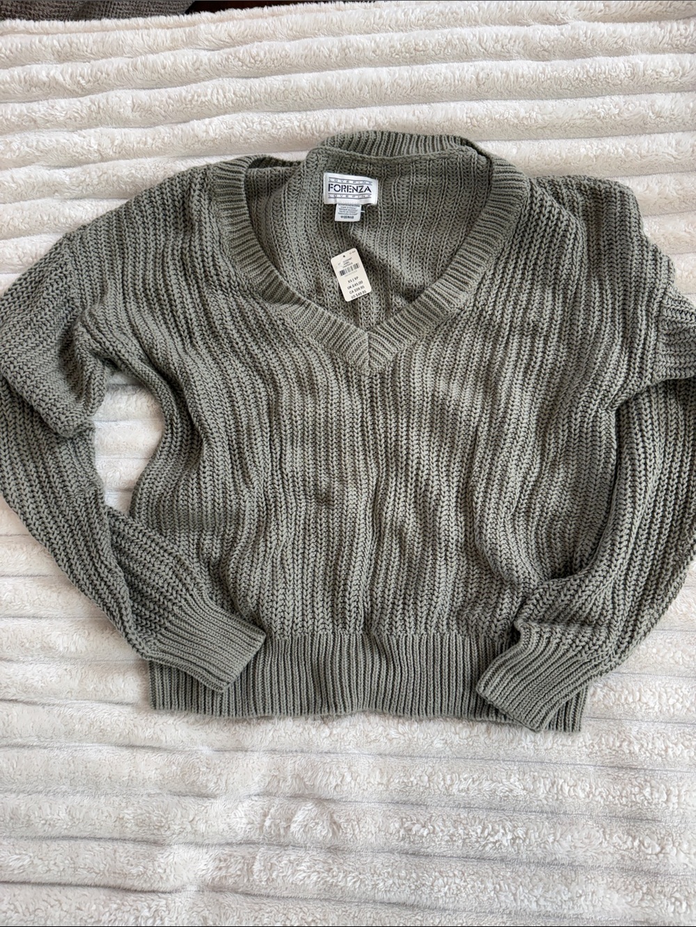 PINK Victoria's Secret Olive Green V-Neck Knit Sweater